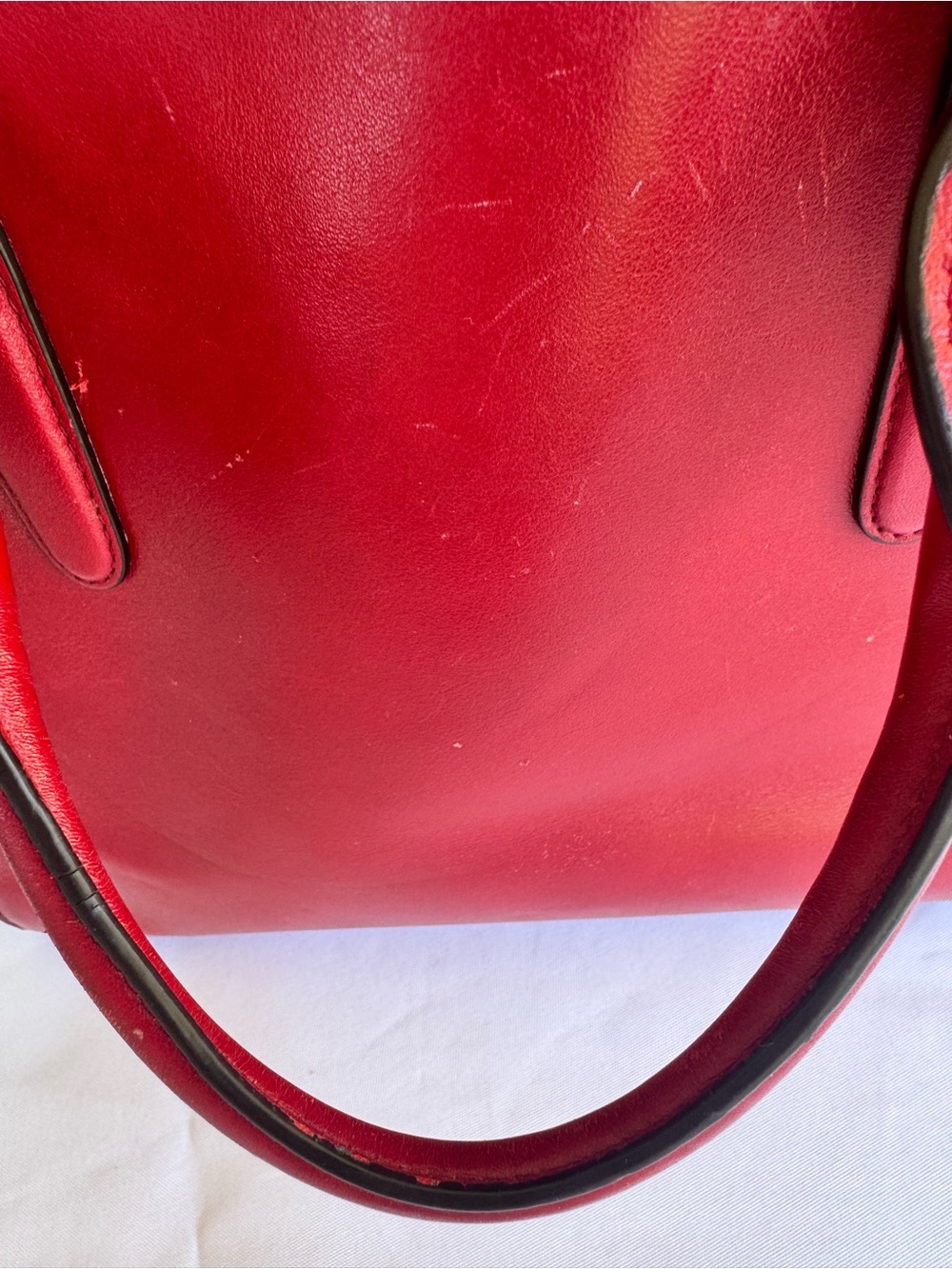 Coach Red Leather Tote with Signature Scarf and Gold Hardware - Picture 12 of 16